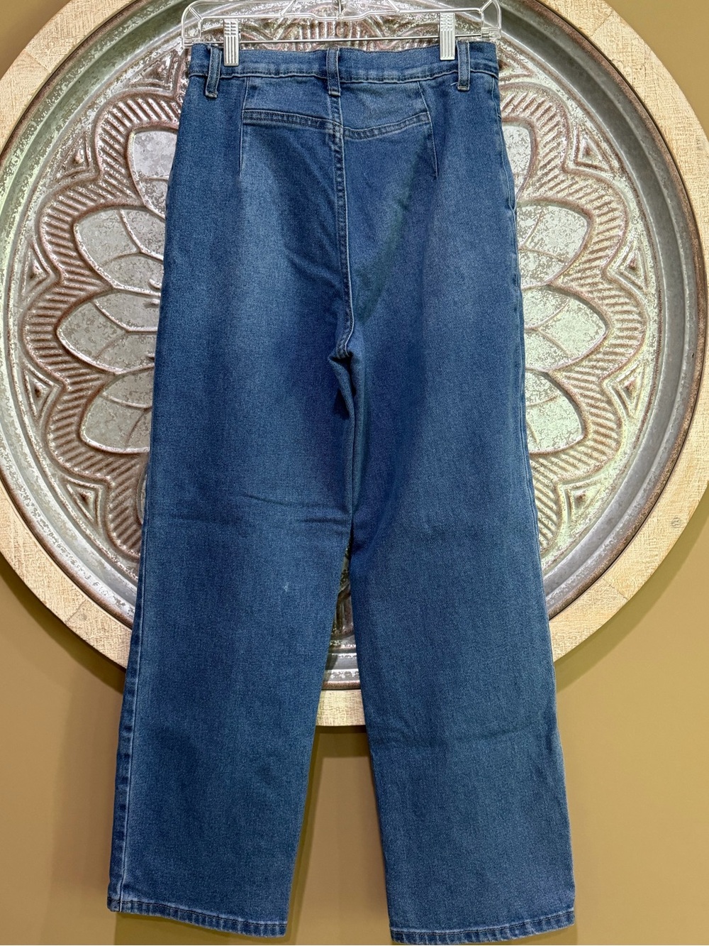 Vintage Vibrant MIU 80s 90s Blue Straight Leg Jeans with Pleat Detail - Picture 3 of 7